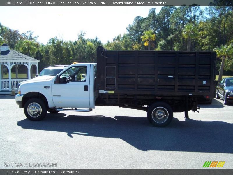 Oxford White / Medium Graphite 2002 Ford F550 Super Duty XL Regular Cab 4x4 Stake Truck