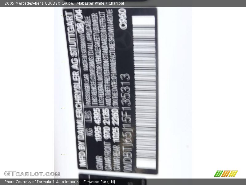 Alabaster White / Charcoal 2005 Mercedes-Benz CLK 320 Coupe