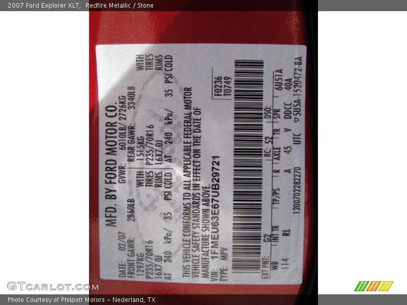 Redfire Metallic / Stone 2007 Ford Explorer XLT