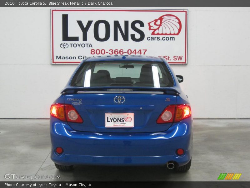 Blue Streak Metallic / Dark Charcoal 2010 Toyota Corolla S