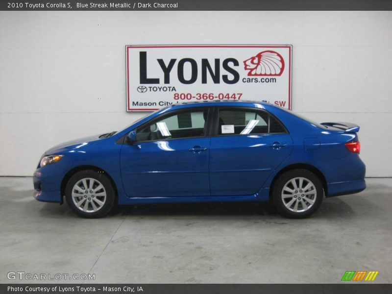 Blue Streak Metallic / Dark Charcoal 2010 Toyota Corolla S