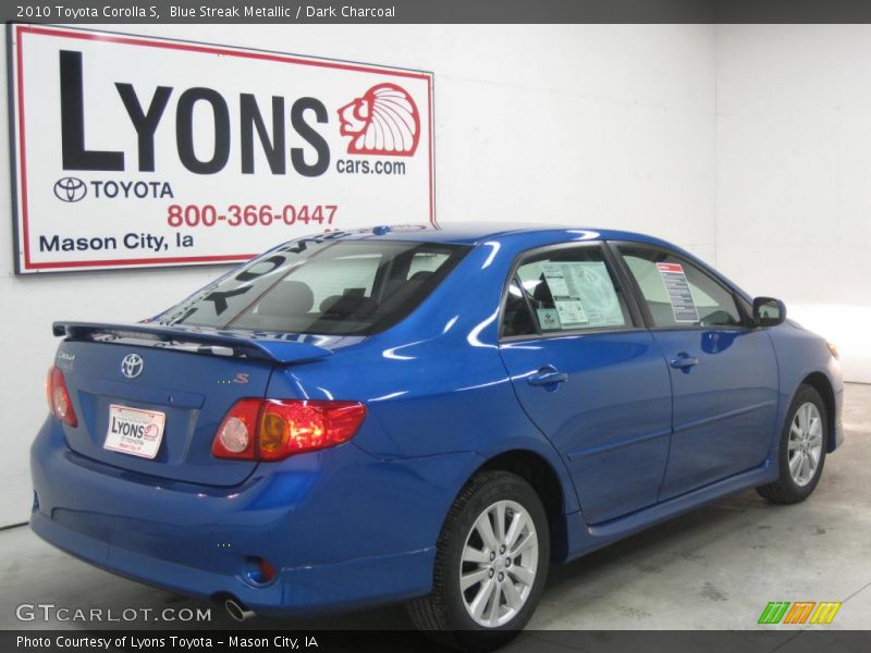 Blue Streak Metallic / Dark Charcoal 2010 Toyota Corolla S