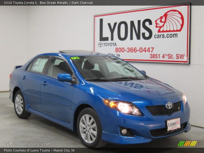 Blue Streak Metallic / Dark Charcoal 2010 Toyota Corolla S