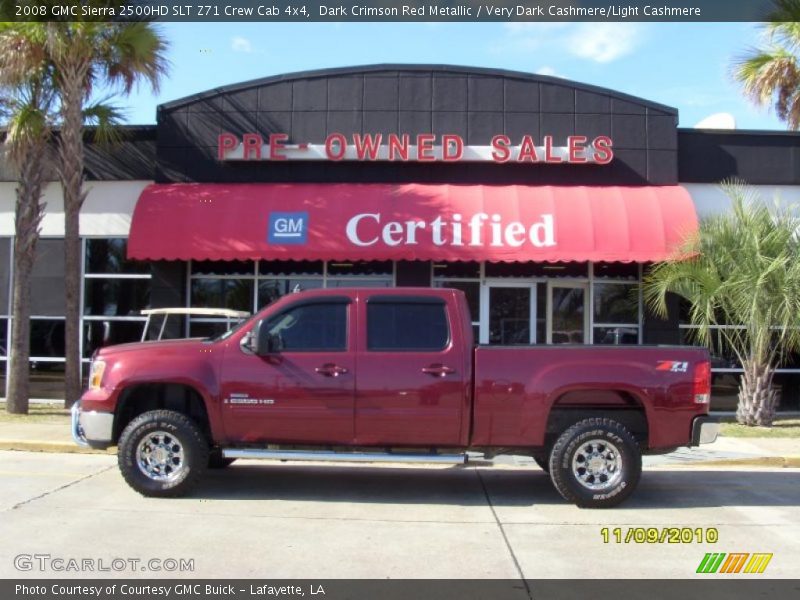 Dark Crimson Red Metallic / Very Dark Cashmere/Light Cashmere 2008 GMC Sierra 2500HD SLT Z71 Crew Cab 4x4