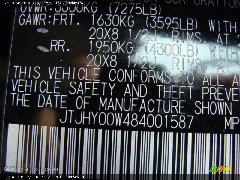 Onyx Black / Cashmere 2008 Lexus LX 570