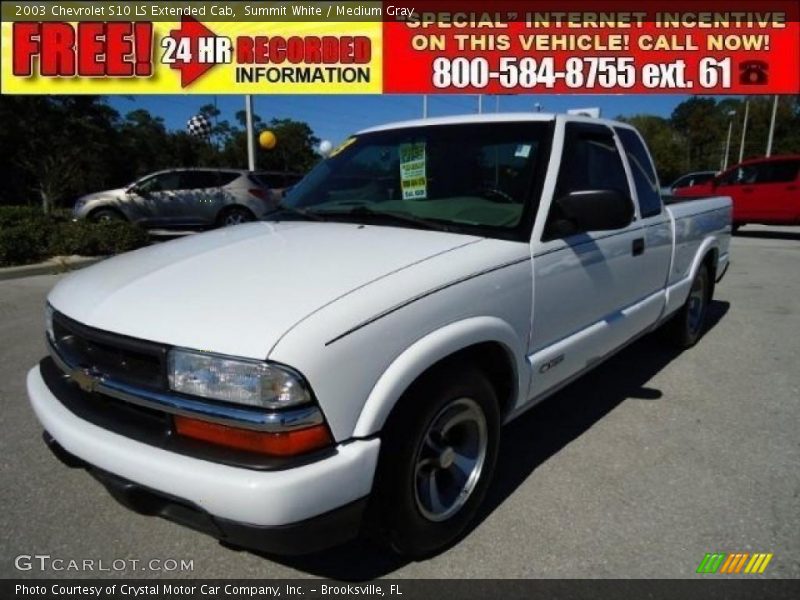 Summit White / Medium Gray 2003 Chevrolet S10 LS Extended Cab