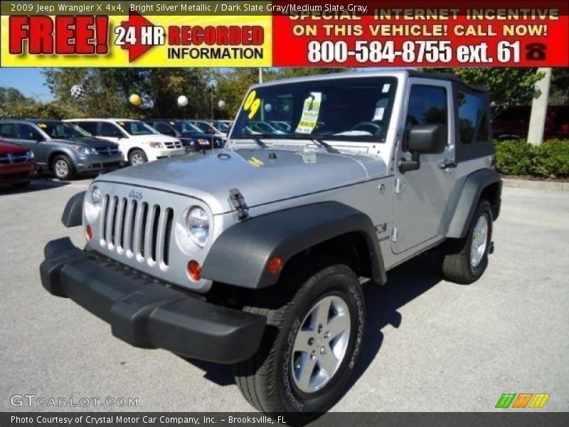 Bright Silver Metallic / Dark Slate Gray/Medium Slate Gray 2009 Jeep Wrangler X 4x4