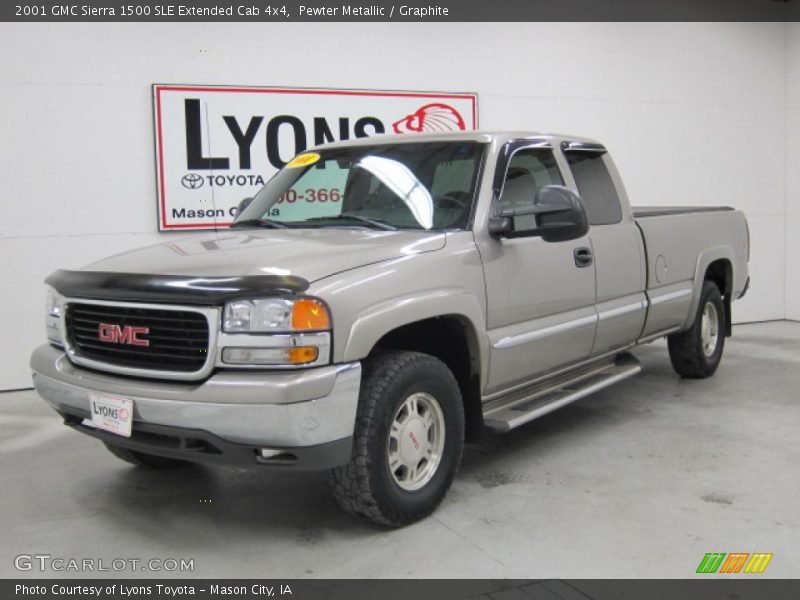 Pewter Metallic / Graphite 2001 GMC Sierra 1500 SLE Extended Cab 4x4