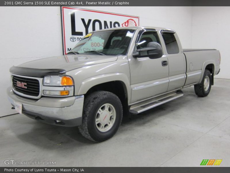 Pewter Metallic / Graphite 2001 GMC Sierra 1500 SLE Extended Cab 4x4