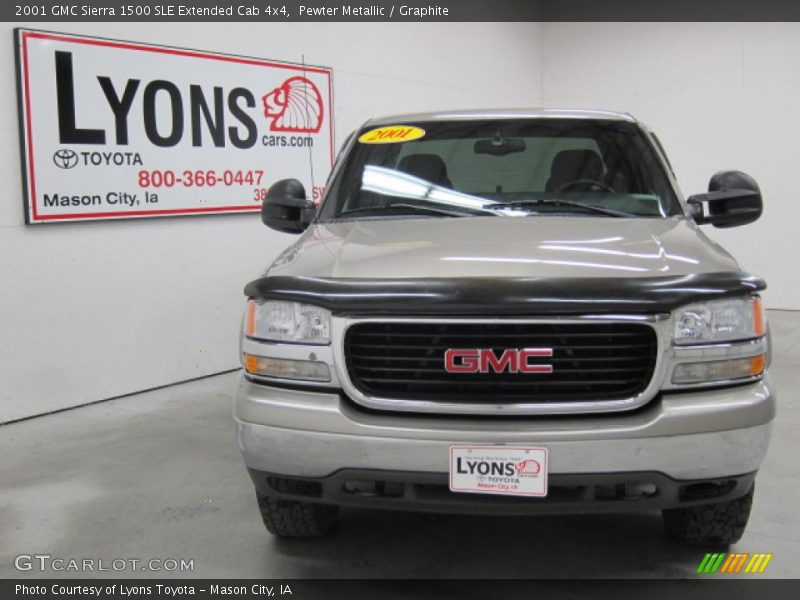 Pewter Metallic / Graphite 2001 GMC Sierra 1500 SLE Extended Cab 4x4
