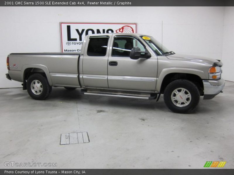 Pewter Metallic / Graphite 2001 GMC Sierra 1500 SLE Extended Cab 4x4