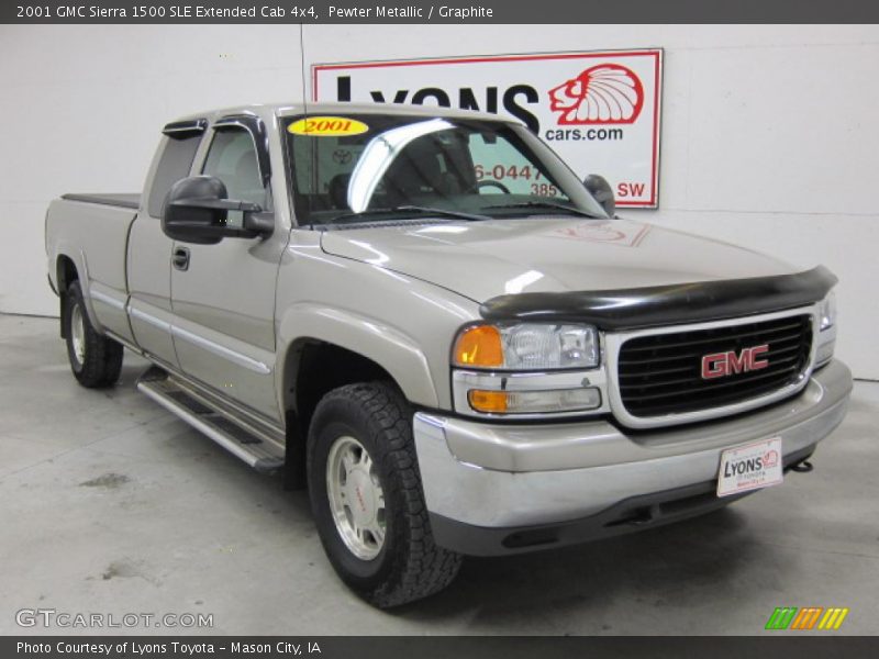 Pewter Metallic / Graphite 2001 GMC Sierra 1500 SLE Extended Cab 4x4