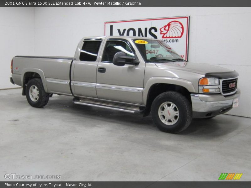 Pewter Metallic / Graphite 2001 GMC Sierra 1500 SLE Extended Cab 4x4