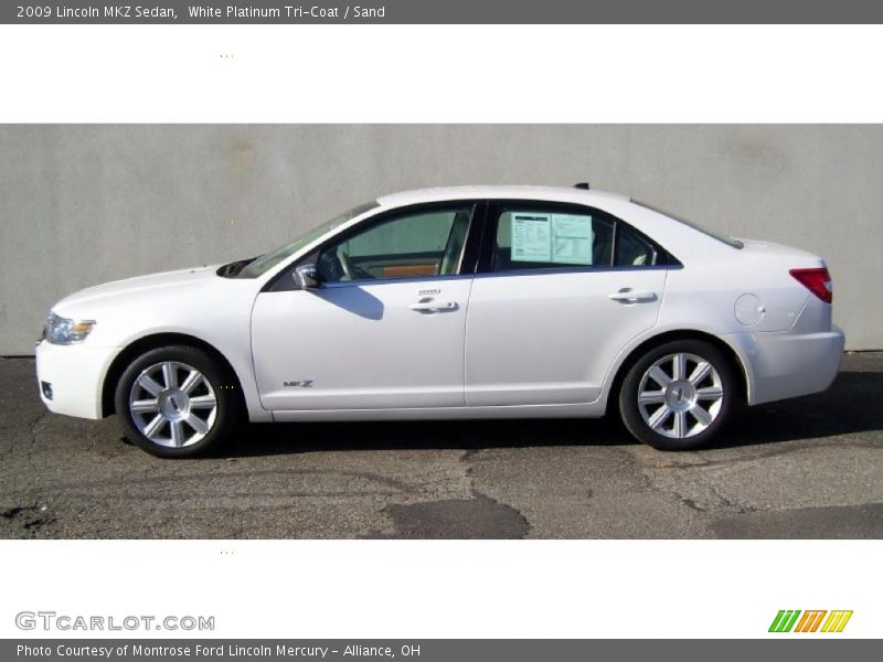 White Platinum Tri-Coat / Sand 2009 Lincoln MKZ Sedan