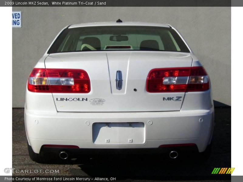 White Platinum Tri-Coat / Sand 2009 Lincoln MKZ Sedan