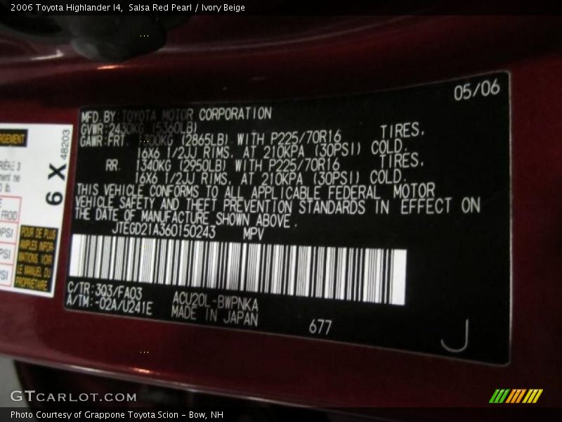 Salsa Red Pearl / Ivory Beige 2006 Toyota Highlander I4