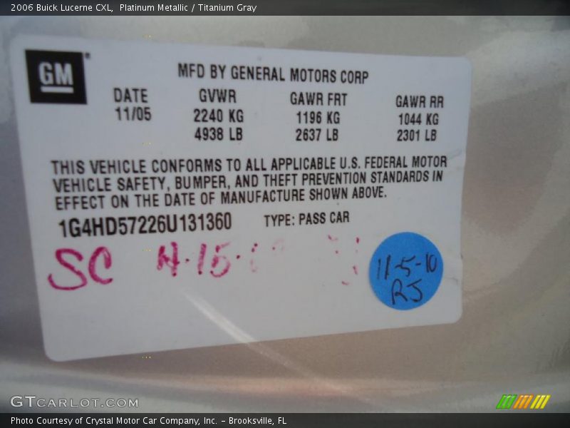 Platinum Metallic / Titanium Gray 2006 Buick Lucerne CXL