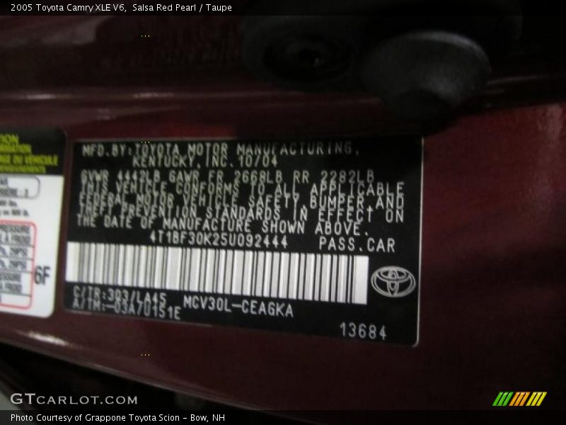 Salsa Red Pearl / Taupe 2005 Toyota Camry XLE V6