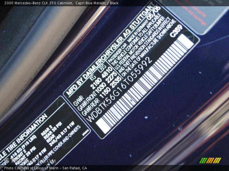 Capri Blue Metallic / Black 2006 Mercedes-Benz CLK 350 Cabriolet