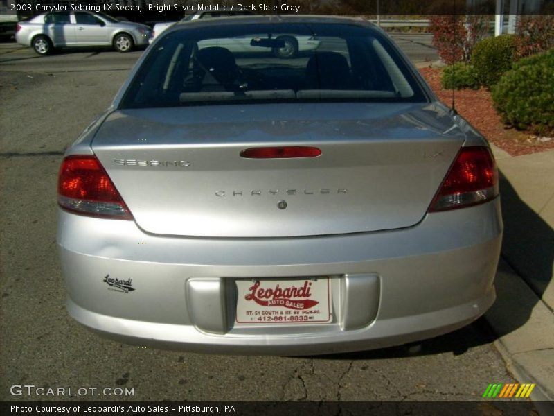 Bright Silver Metallic / Dark Slate Gray 2003 Chrysler Sebring LX Sedan