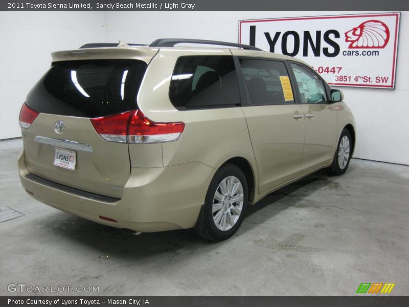 Sandy Beach Metallic / Light Gray 2011 Toyota Sienna Limited
