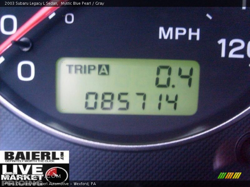 Mystic Blue Pearl / Gray 2003 Subaru Legacy L Sedan