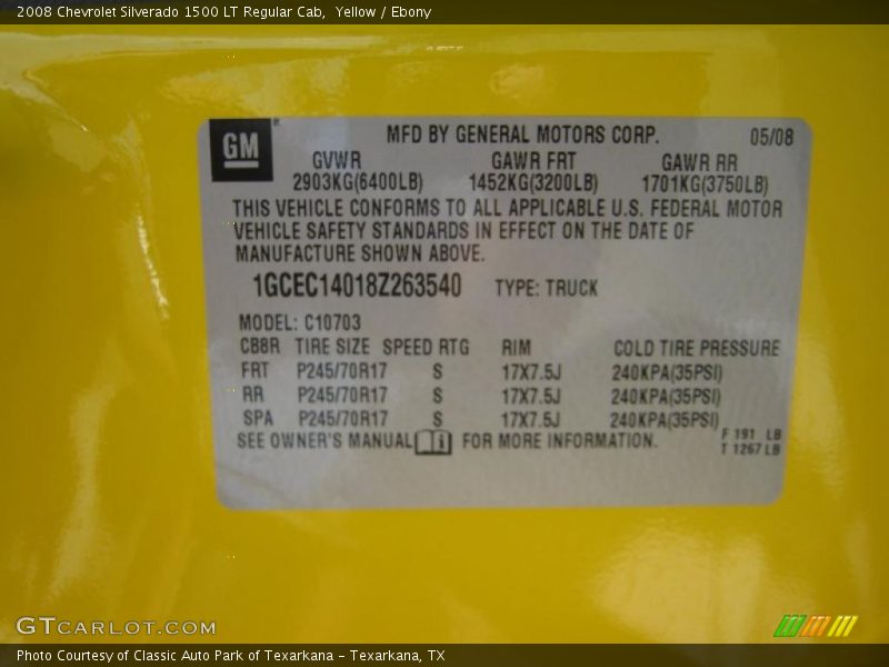 Yellow / Ebony 2008 Chevrolet Silverado 1500 LT Regular Cab