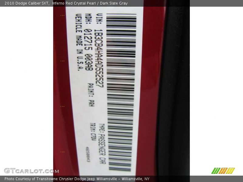 Inferno Red Crystal Pearl / Dark Slate Gray 2010 Dodge Caliber SXT