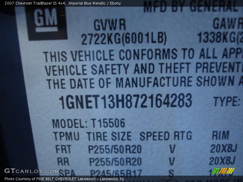 Imperial Blue Metallic / Ebony 2007 Chevrolet TrailBlazer SS 4x4