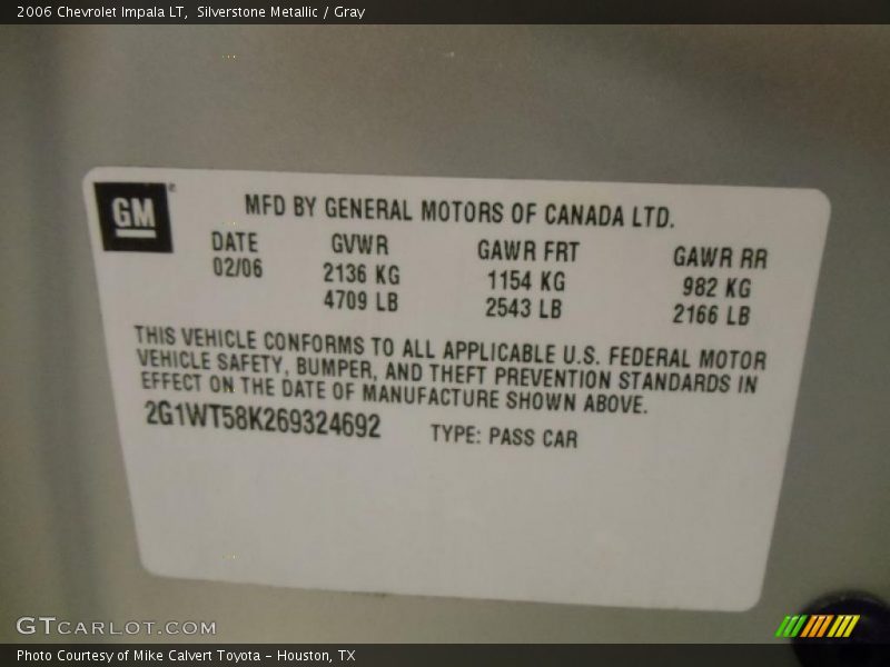 Silverstone Metallic / Gray 2006 Chevrolet Impala LT