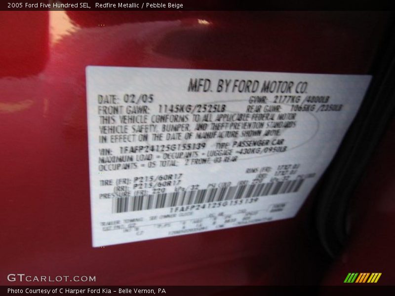 Redfire Metallic / Pebble Beige 2005 Ford Five Hundred SEL
