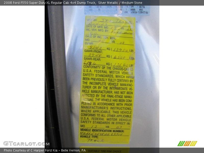 Silver Metallic / Medium Stone 2008 Ford F550 Super Duty XL Regular Cab 4x4 Dump Truck