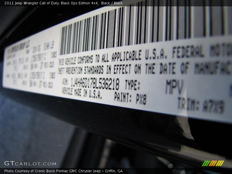 Black / Black 2011 Jeep Wrangler Call of Duty: Black Ops Edition 4x4