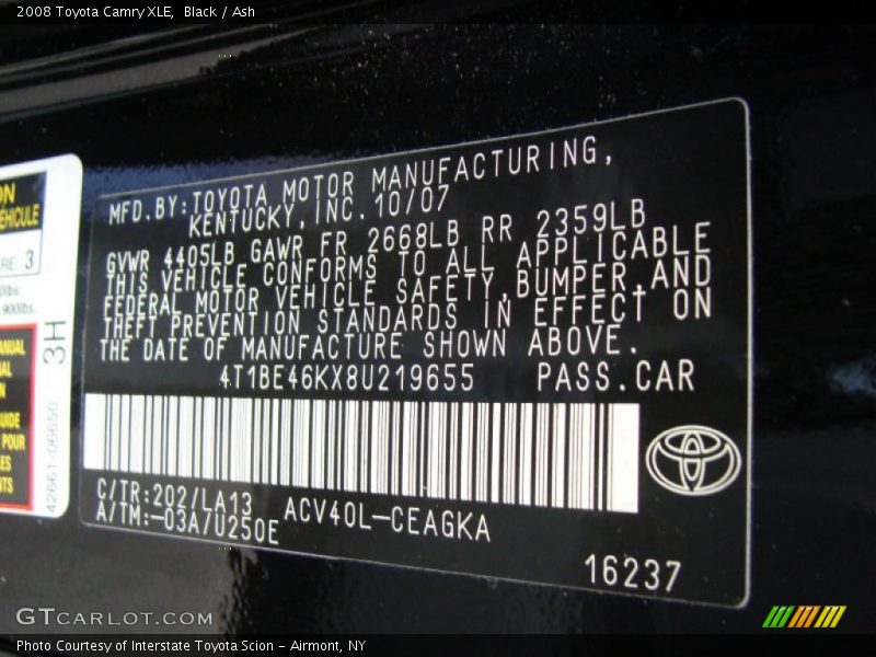 Black / Ash 2008 Toyota Camry XLE
