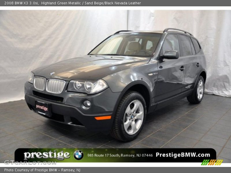 Highland Green Metallic / Sand Beige/Black Nevada Leather 2008 BMW X3 3.0si