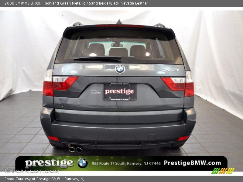 Highland Green Metallic / Sand Beige/Black Nevada Leather 2008 BMW X3 3.0si