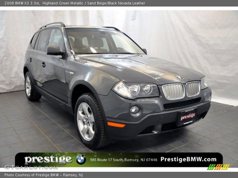 Highland Green Metallic / Sand Beige/Black Nevada Leather 2008 BMW X3 3.0si