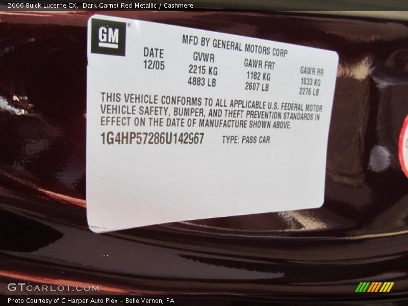 Dark Garnet Red Metallic / Cashmere 2006 Buick Lucerne CX