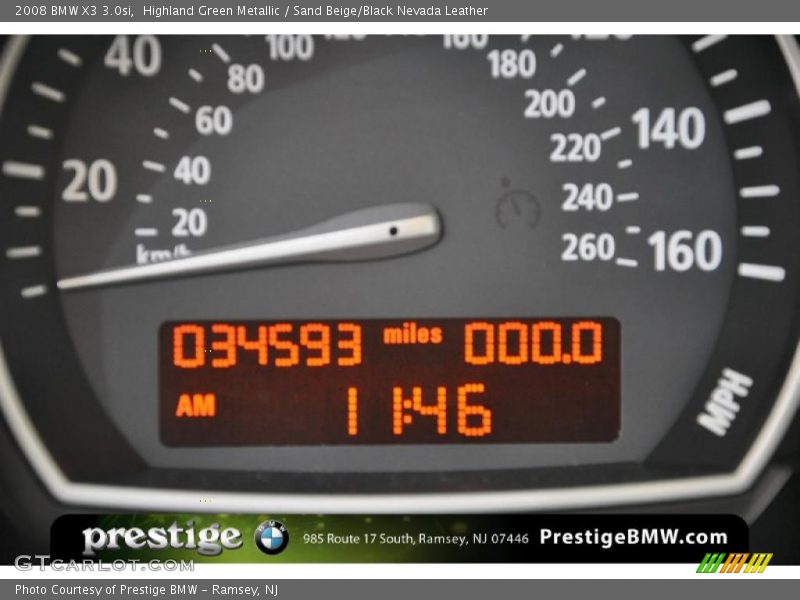 Highland Green Metallic / Sand Beige/Black Nevada Leather 2008 BMW X3 3.0si