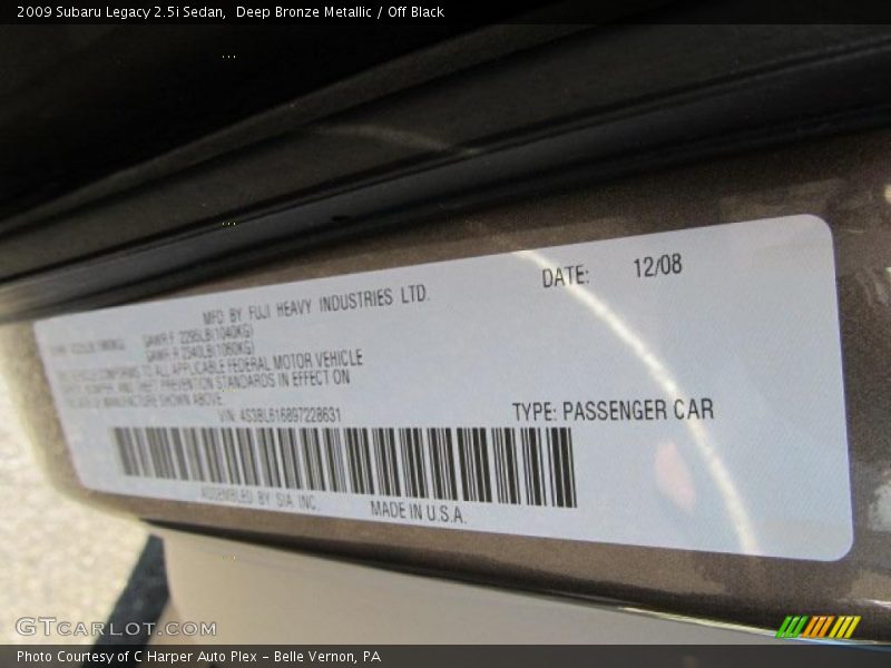 Deep Bronze Metallic / Off Black 2009 Subaru Legacy 2.5i Sedan