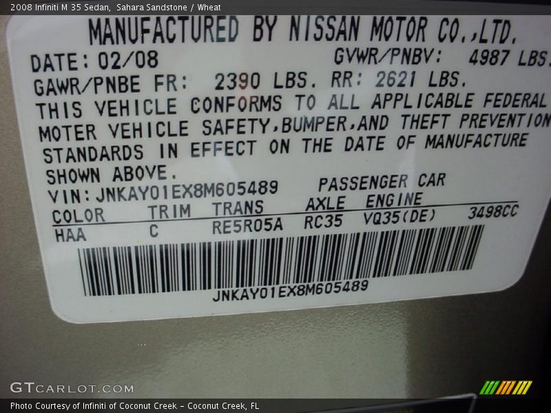 Sahara Sandstone / Wheat 2008 Infiniti M 35 Sedan