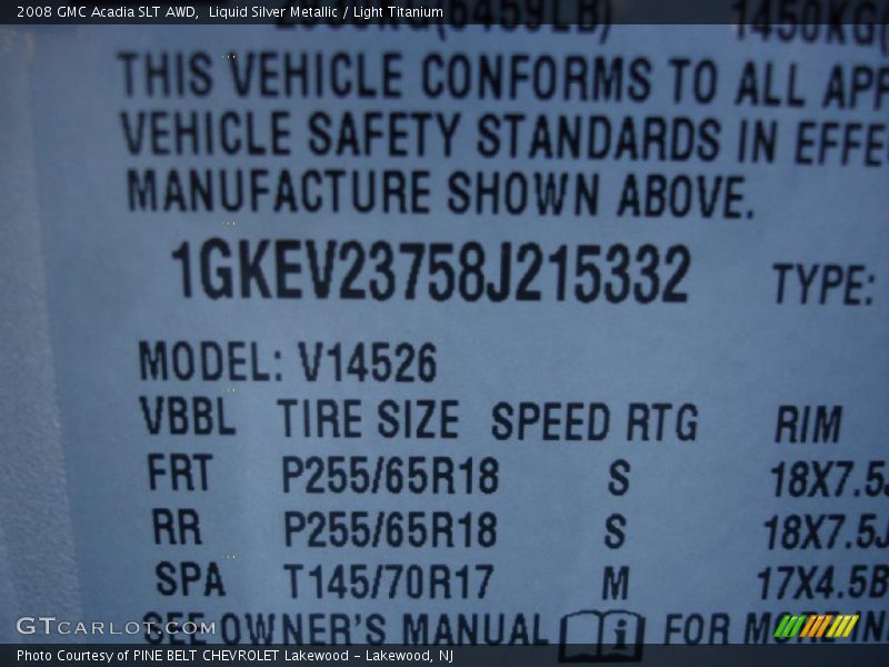 Liquid Silver Metallic / Light Titanium 2008 GMC Acadia SLT AWD