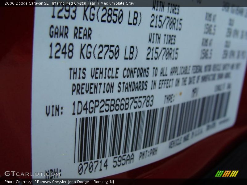 Inferno Red Crystal Pearl / Medium Slate Gray 2006 Dodge Caravan SE