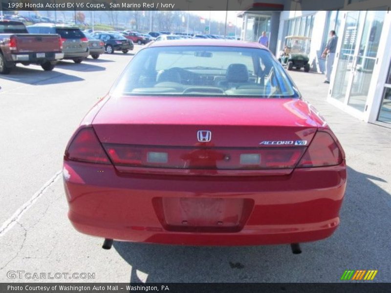 San Marino Red / Ivory 1998 Honda Accord EX V6 Coupe