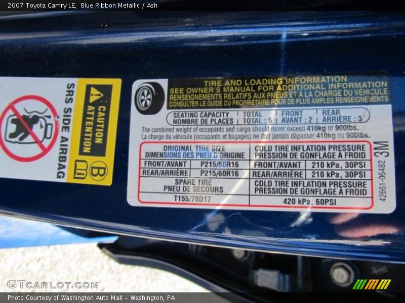 Blue Ribbon Metallic / Ash 2007 Toyota Camry LE