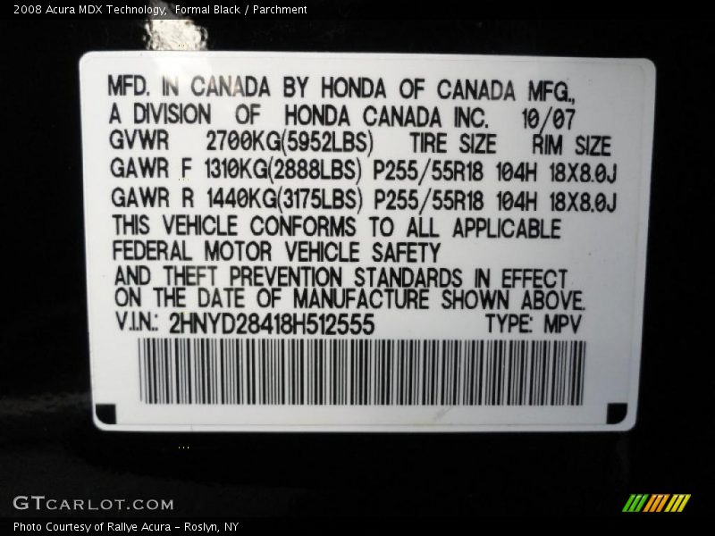 Formal Black / Parchment 2008 Acura MDX Technology