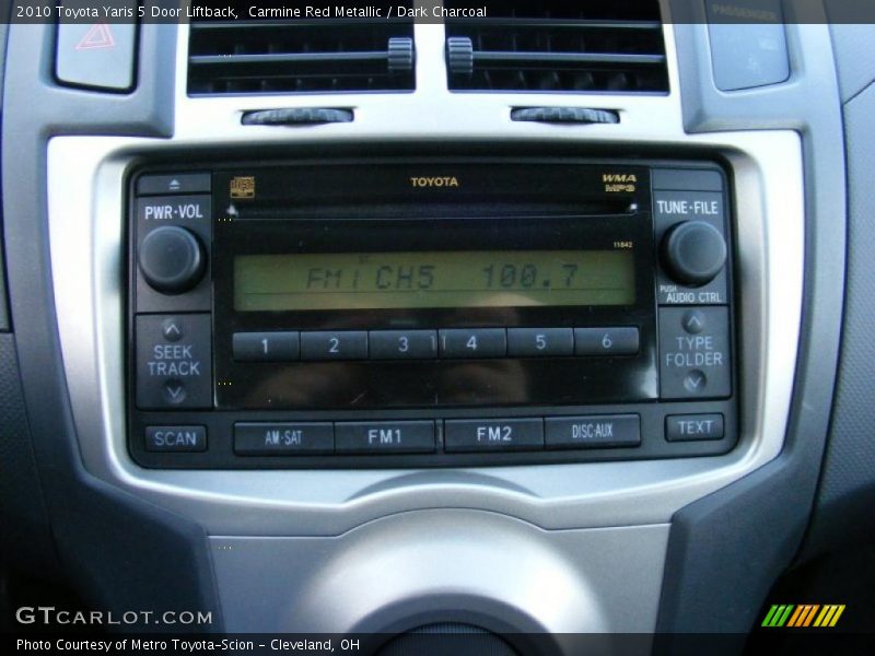 Carmine Red Metallic / Dark Charcoal 2010 Toyota Yaris 5 Door Liftback