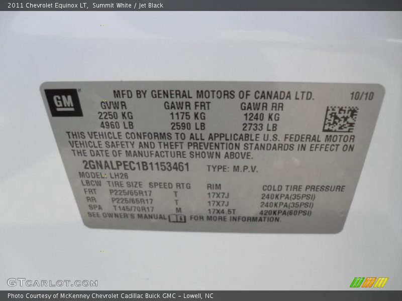 Summit White / Jet Black 2011 Chevrolet Equinox LT