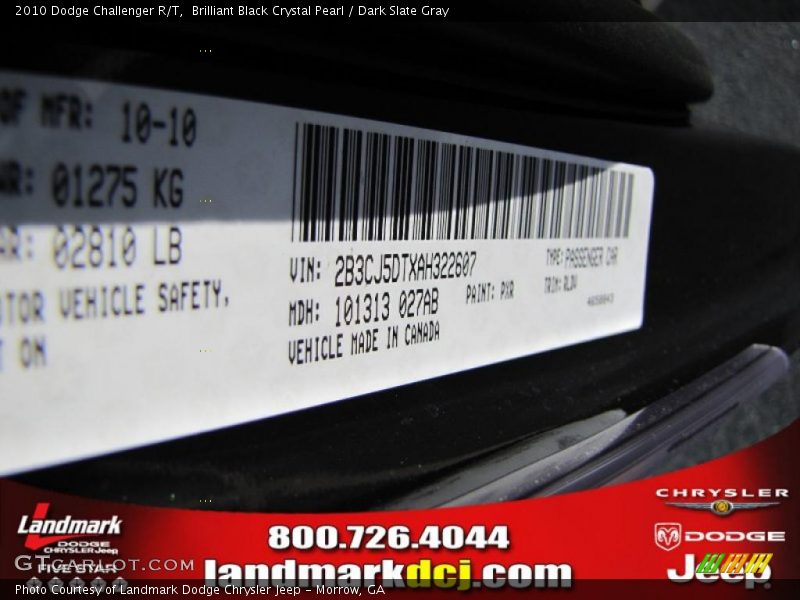 Brilliant Black Crystal Pearl / Dark Slate Gray 2010 Dodge Challenger R/T