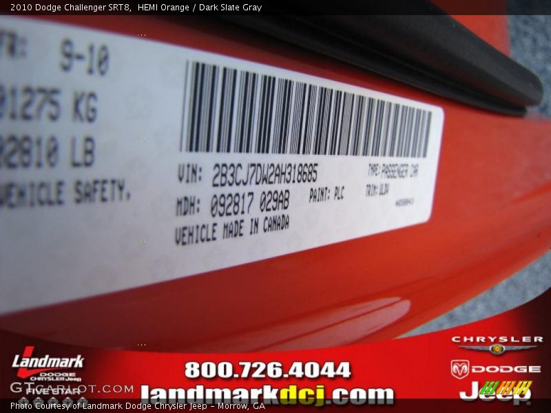 HEMI Orange / Dark Slate Gray 2010 Dodge Challenger SRT8